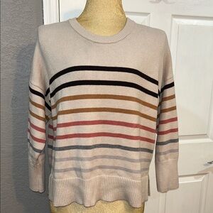 Philosophy Beige Crewneck Sweater with Multicolor Stripes